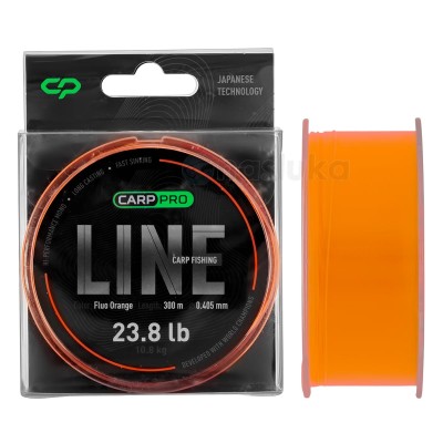 Carp Pro Carp Fishing Line, Fluo Orange, Влакно с флуорокарбоново покритие, 1000 м