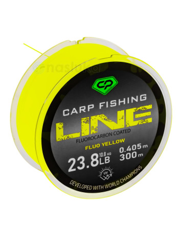 Carp Pro Carp Fishing Line, Fluo Yellow, Влакно с флуорокарбоново покритие, 300 м