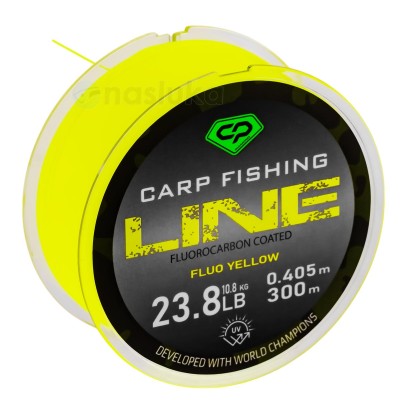 Carp Pro Carp Fishing Line, Fluo Yellow, Влакно с флуорокарбоново покритие, 300 м
