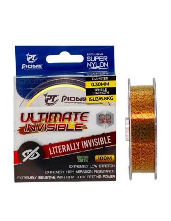 3D монофилно влакно Pioneer Ultimate Invisible, 100 м, Brown Green