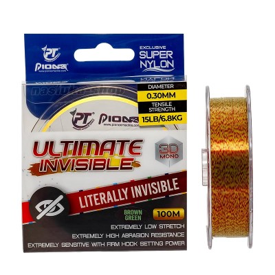 3D монофилно влакно Pioneer Ultimate Invisible, 100 м, Brown Green