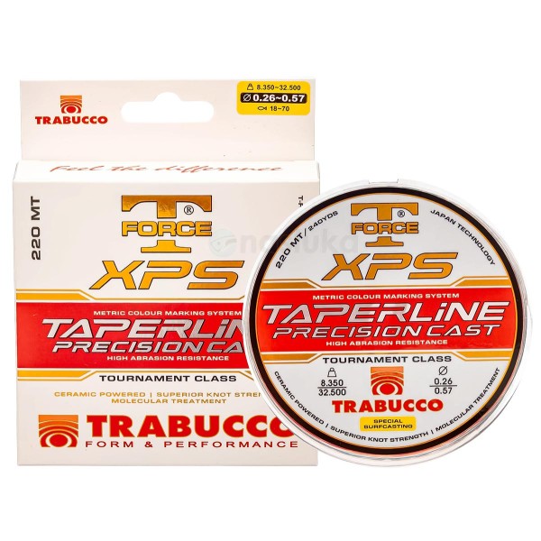 Конусовиден шок лидер Trabucco T-Force XPS Taper Line Precision Cast, 0.26-0.57 мм, 220 м — снимка 3