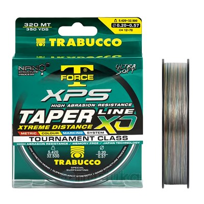 Конусовиден шок лидер Trabucco T-Force XPS Taper Line XD, 0.26-0.57 мм, 320 м