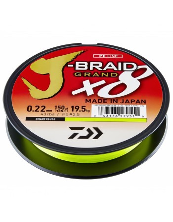 Плетено влакно Daiwa J-Braid x8 Grand, Chartreuse, 270 м