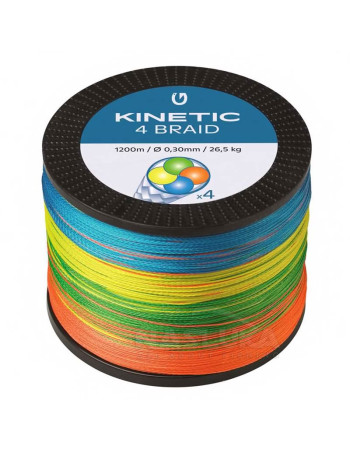 Плетено 4-нишково влакно Kinetic 4 Braid, Multicolor, 1200 м