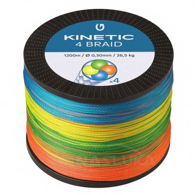 Плетено 4-нишково влакно Kinetic 4 Braid, Multicolor, 1200 м