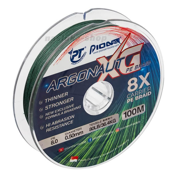 Плетено 8-нишково влакно Pioneer Argonaut XG 8x, 200 м, Dark Green — снимка 2
