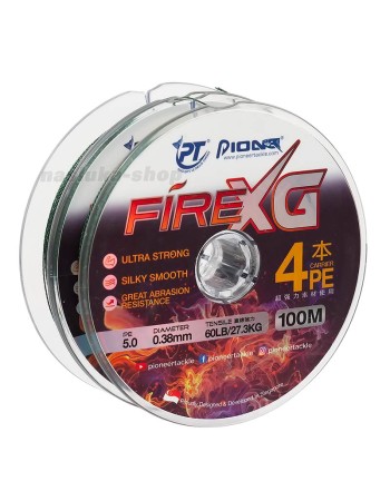 Плетено 4-нишково влакно Pioneer Fire XG 4x, 200 м, Dark Green