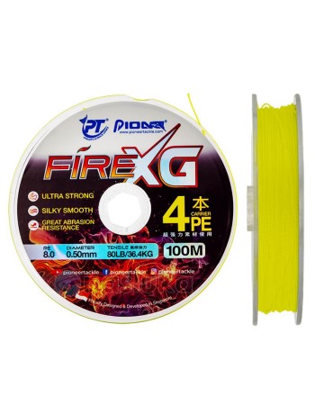 Pioneer Fire XG 4x, Yellow, Плетено 4-нишково влакно, 100 м