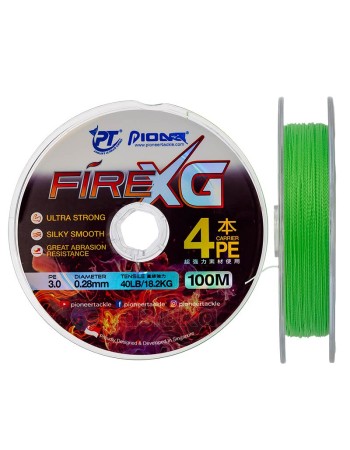 Pioneer Fire XG 4x, Lemon Green, Плетено 4-нишково влакно, 100 м