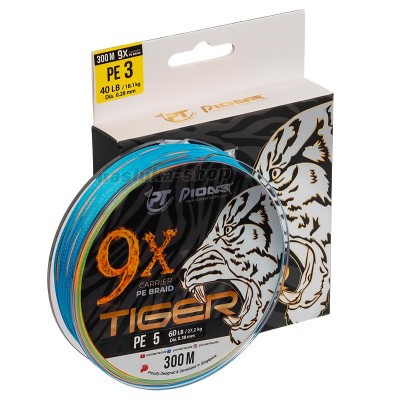 Плетено 9-нишково влакно Pioneer Tiger 9x, 300 м, Multicolor
