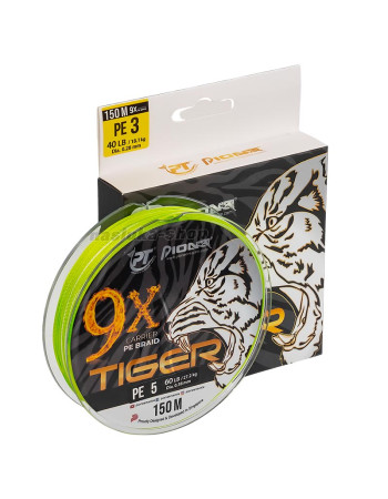 Плетено 9-нишково влакно Pioneer Tiger 9x, 150 м, White Green