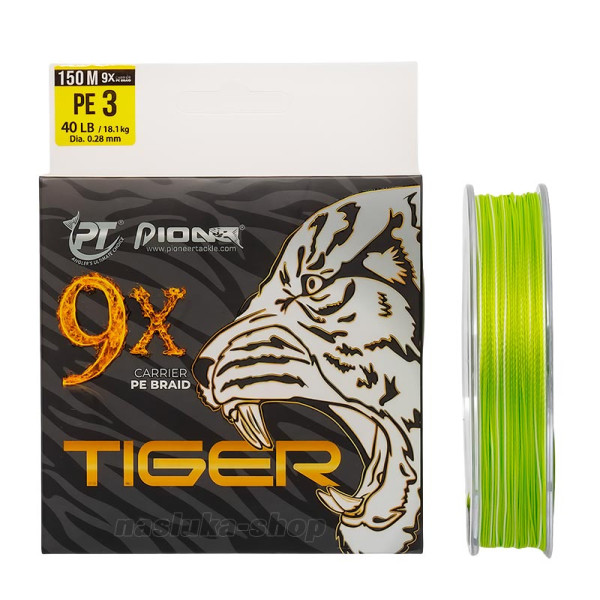 Плетено 9-нишково влакно Pioneer Tiger 9x, 150 м, White Green — снимка 4