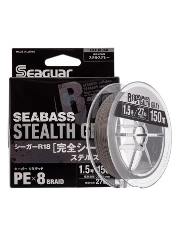 Seaguar R18 SeaBass PEx8, Stealth Gray, Морско плетено влакно, 150 м