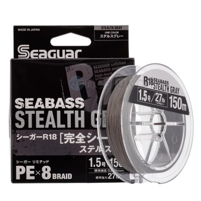 Seaguar R18 SeaBass PEx8, Stealth Gray, Морско плетено влакно, 150 м