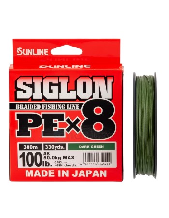 Sunline Siglon PEx8, Dark Green, Японско 8-нишково плетено влакно, 300 м