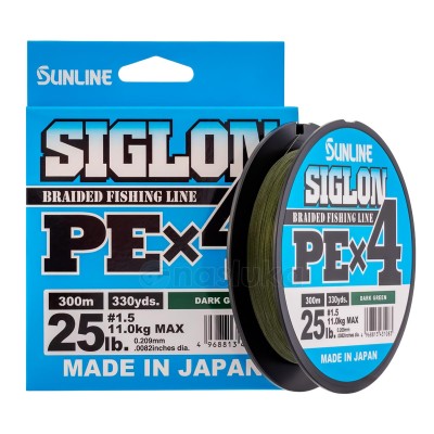 Sunline Siglon PEx4, Dark Green, Японско 4-нишково плетено влакно, 150 м