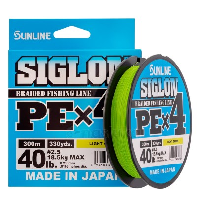 Sunline Siglon PEx4, Light Green, Японско 4-нишково плетено влакно, 300 м