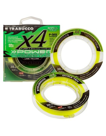 Плетено 4-нишково влакно Trabucco Dyna Tex X4 Power, 150 м, Lime Yellow