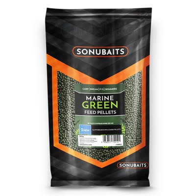 Пелети за метод фидер Sonubaits Marine Green Feed Pellets, 2 мм, 900 г