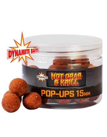 Плаващи топчета Dynamite Baits Pop-Ups, 15 мм, Hot Crab & Krill