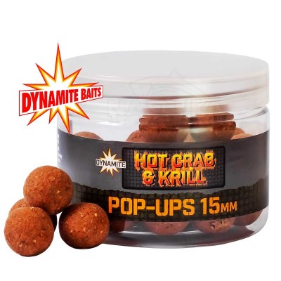 Плаващи топчета Dynamite Baits Pop-Ups, 15 мм, Hot Crab & Krill