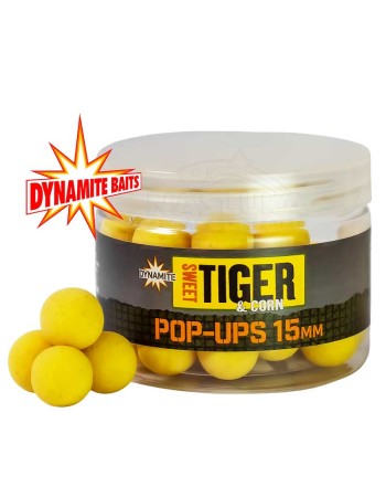 Плаващи топчета Dynamite Baits Pop-Ups, 15 мм, Sweet Tiger & Corn