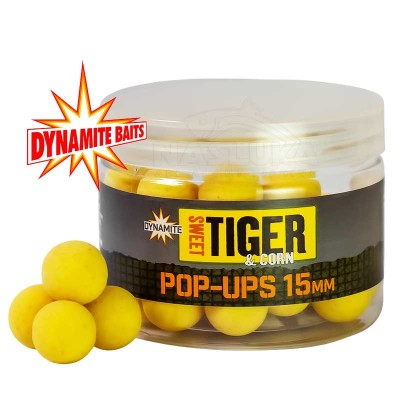 Плаващи топчета Dynamite Baits Pop-Ups, 15 мм, Sweet Tiger & Corn
