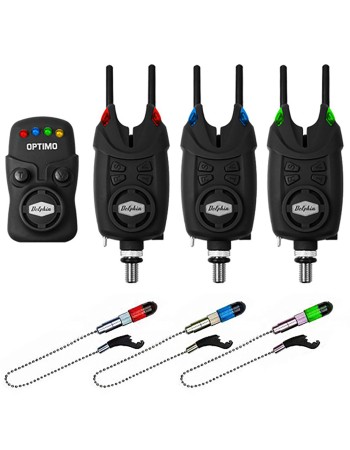 Комплект шаранджийски сигнализатори и обтегачи Delphin Optimo 9V 3+1