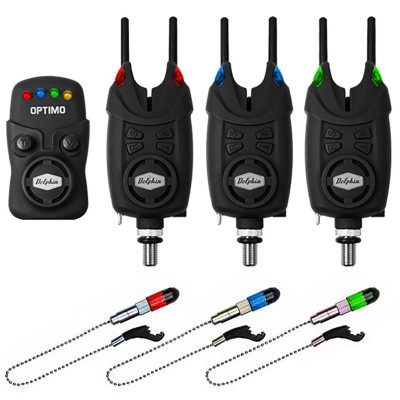 Комплект шаранджийски сигнализатори и обтегачи Delphin Optimo 9V 3+1
