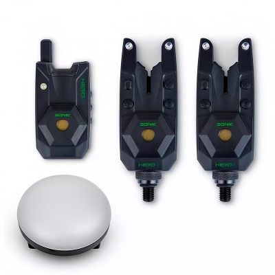 Шарански сигнализатори с централа и лампа Sonik HeroX Bite Alarm Set 2+1
