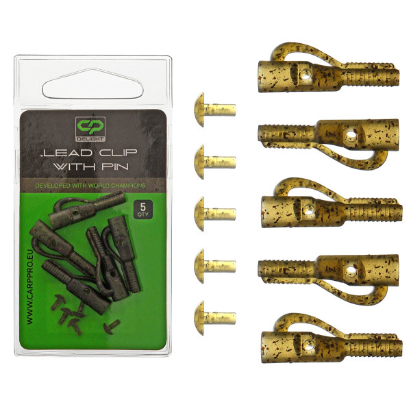 Клипсове за шаранджийски монтажи Carp Pro Delight Lead Clip With Pin, 5 бр. — снимка 1