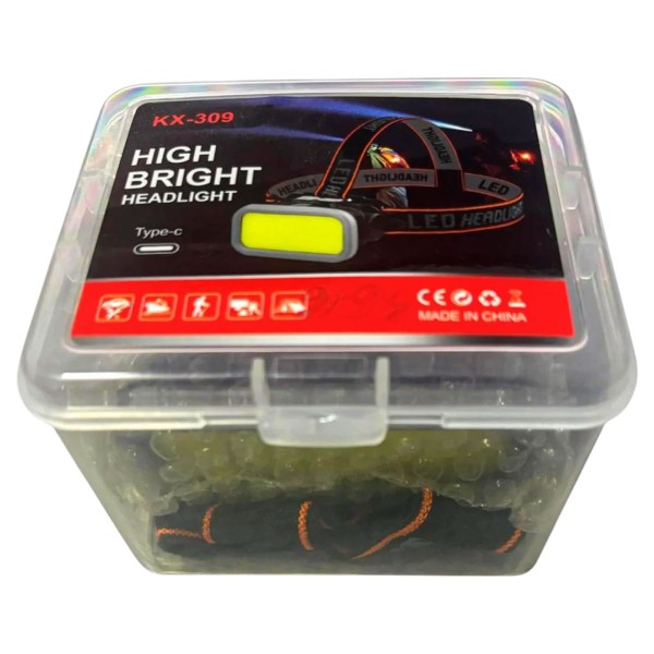 LED челник KX-309 с бяла и червена светлина USB Type-C — снимка 7
