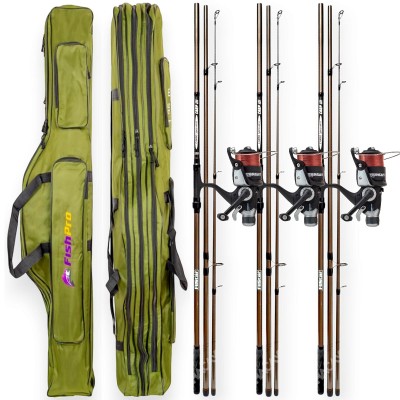 Шаранджийски комплект, 3 въдици, 3 макари и калъф Carp X3 Set