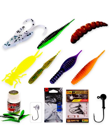 Силиконови примамки и джиг глави MicroJig Lure Set, 84 бр.