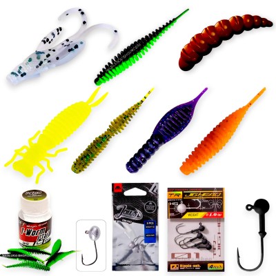 Силиконови примамки и джиг глави MicroJig Lure Set, 84 бр.