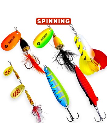 Сет от 6 бр. въртящи блесни и клатушки за щука Zebco Pike 2
