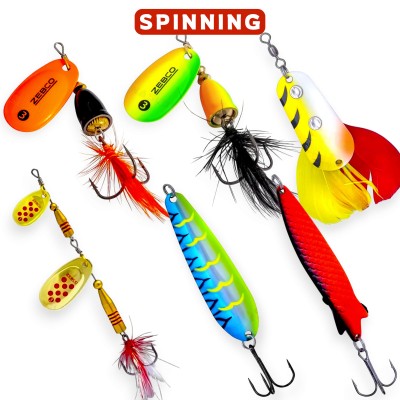 Сет от 6 бр. въртящи блесни и клатушки за щука Zebco Pike 2