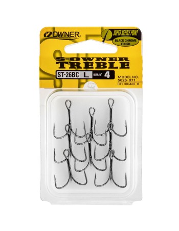 Тройни куки Owner Treble ST-26BC, 8 бр., цвят Black Chrome