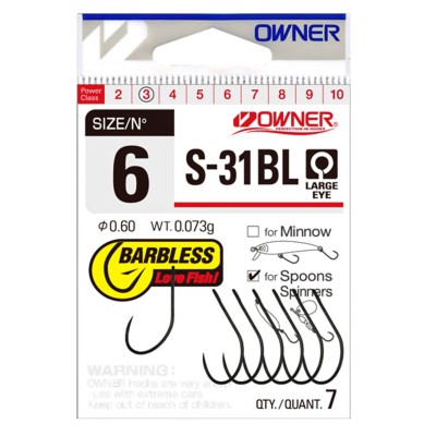 Куки за примамки Owner Single Hook Barbless, S-31BL
