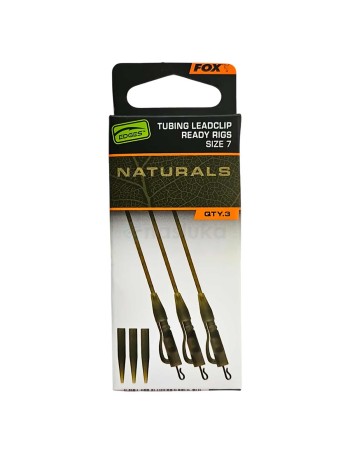 Монтажи за шаран Fox Tubing LeadClip Ready Rigs, Naturals, size 7, 3 бр.