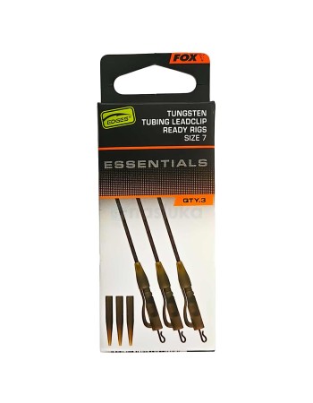 Утежнени монтажи за шаран Fox Tungsten Tubing LeadClip Ready Rigs, Essentials, size 7, 3 бр.