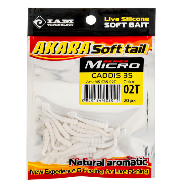 Силиконови примамки Akara Soft Tail Micro Caddis 35 мм, цвят 02T, 20 бр. — снимка 2