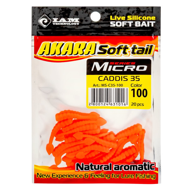 Силиконови примамки Akara Soft Tail Micro Caddis 35 мм, цвят 100, 20 бр. — снимка 2