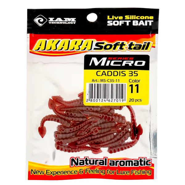 Силиконови примамки Akara Soft Tail Micro Caddis 35 мм, цвят 11, 20 бр. — снимка 2