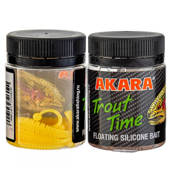 Силиконови примамки Akara Trout Time Knout, 2.5", 63 мм, Cheese, цвят 446, 10 бр. — снимка 2