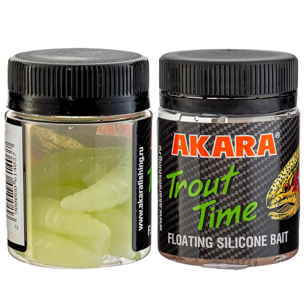 Силиконови примамки Akara Trout Time Maggot, 1.6", 40 мм, Cheese, цвят 12, 10 бр. — снимка 2