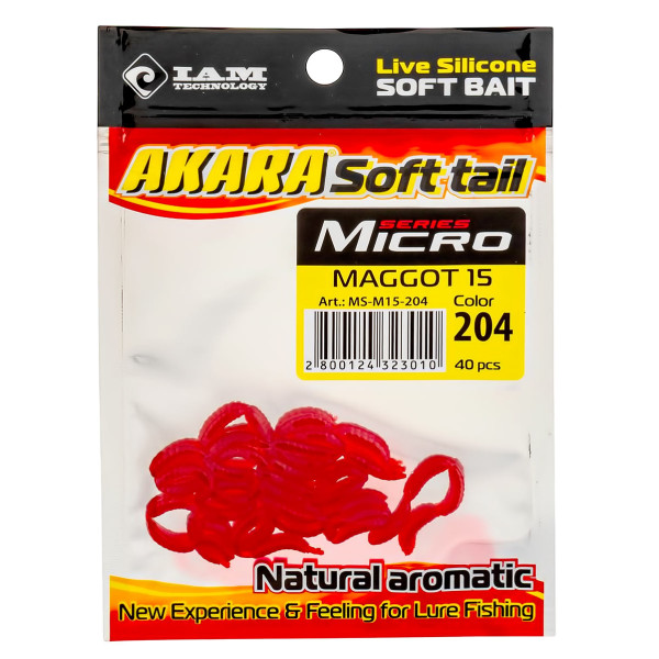 Силиконови примамки Akara Soft Tail Micro Maggot 15 мм, цвят 204, 40 бр. — снимка 2