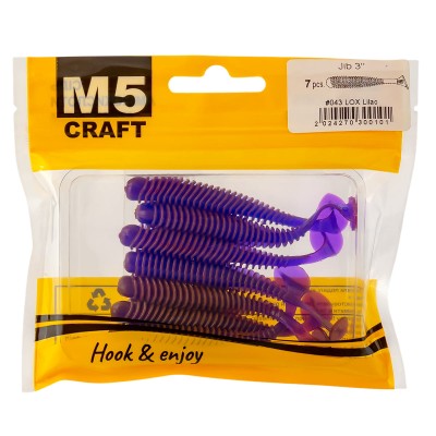 Силиконови примамки M5 Craft Jib 3", 76 мм, 043 LOX Lilac, 7 бр.