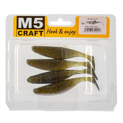 Силиконови шадове M5 Craft Plitka 3.5", 89 мм, 002 Green Blue, 4 бр.